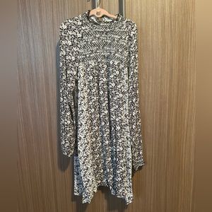 Peek Kids Little Girls Black White & Gray Floral Long Sleeve Dress Size 8